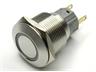 Ø22mm Vandal Proof Stainless Steel IP67 Push Button and 12V Red/Green LED Ring Illuminated Switch with 1N/O 1C/O Latch Operation and 5A-250VAC Rating [AVP22F-L2SCR/G12]