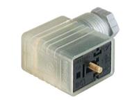 Valve Connector - Rectangular Female DIN43650-B (DIN EN Style) - 2 Pole + Earth w/Protective Diode + Red LED - 8A 24VDC PG9 IP65 4 - 7mm OD Cable Entry GREY (933388106) [GMNL209NJ-LED24HH GY]