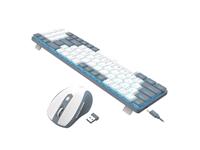 Redragon Wireless Keyboard & Mouse Combo, 2400 DPI Ergonomic Mouse, 2.4GHz Wireless, Compatibility: Win 7/8/10/Vista/XP, Single Blue Blacklight, 78 Keys, 5 DPI Settings (800/1200/1600/2000/2400 DPI), Grey/White, 69g [RGN-BS8772GW]