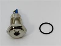 Vandal Resist Pilot Lamp 12mm Flat Orange Dot LED 12V 15mA, IP67, Nicl Plated Brass [AVL12F-NDO12]