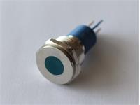 LED Indicator 14mm Flat Panel Mount Blue Dot 12VDC 20mA IP65 - Nickel Plated Brass [AVL14F-NDB12]