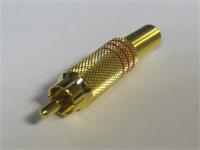 Inline RCA Plug • Red Indicator Ring • Metal with Sleeve • Gold Plated [MR570G RED]
