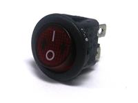 Round Illuminated Rocker Switch • Form : DPST-1-0 • 10A 12VDC • Solder Tag • Ø20mm • Red Lens Round Actuator • Marking : - / O [MR210-R5KBR]