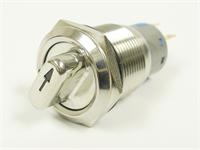 Ø19mm Vandal Proof Stainless Steel IP65 Select and Red 12V LED Arrow Illuminated 2 position Switch with 1N/O 1N/C Latch Operation and 5A-250VAC Rating [AVS19R-L3SAR12]
