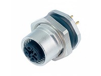 Circular Connected M12 A COD Female 5P Screw Lock Rear Panel Entry Front Mount Straight PCB 6MM IP68 [09-3442-90-05]