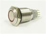 Ø16mm Vandal Proof Stainless Steel IP67 Push Button and Red 12V LED Ring Illuminated Switch with 2C/O Latch Operation and 2A-36VDC Rating [AVP16F-L4SCR12]