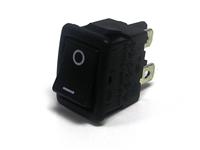 Miniature Rocker Switch • Form : DPST-1-0 • 10A-250 VAC • Solder Tag • 19x13mm • Black Curved Actuator • Marking : I / O [MR210-C4BB]