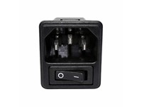 IEC C14M Inlet Snap-in with SPST Switch. 1mm (Panel Cut Out = 31.3 x 27.3) [6300-43/1,0MM]