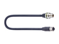 Cordset Hybrid M12 Y COD 8 Pole Male Straight. - 8 Pole Female Straight. 10M Shielded CAT5e PUR Cable 100MB/ps - 500mA Data / 6A Power (934966007) [RSTS 8Y-RKTS 8Y-922/10 M]