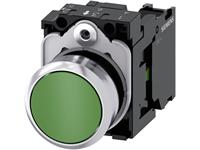 SIRIUS ACT Pushbutton, 22 mm, Round, Metal, Shiny, Green, Pushbutton, Flat, Momentary Contact Type, 1 NO, Screw Terminal [3SU1150-0AB40-1BA0]