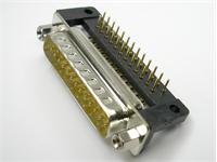 25 way Male D-Sub Connector with PCB Right Angle termination and Machined Pins [DB25P1A1N]