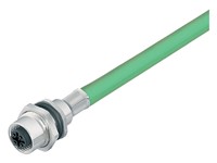 Circular Connector M12 D COD Female 4P Screw Lock M16 X 1,5 Rear Panel Entry Front Mount with 500mm Shield Profinet Cable IP67 (22266) [RKHS 4D-342/0,5M]