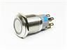 19mm Vandal Resistant Push Button Switch Momentary. Flat Button. 2c/o Blue Ring LED 5A-250VAC -IP67- Stainls Steel [AVP19F-M4SCB12]