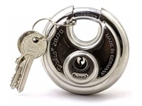 ABUS Discus Safety Padlock 70mm, Stainless Steel, 360° Protection, Depth:27mm, Height:70mm, Horizontal Clearance:19.5mm, Vertical Clearance:17.5mm, Locking type: Key, 263g [ABUS PADLOCK 28/70]