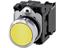SIRIUS ACT Pushbutton, 22 mm, Round, Metal, Shiny, Yellow, Pushbutton, Flat, Momentary Contact Type, with Holder, 1 NO, Screw Terminal [3SU1150-0AB30-1BA0]