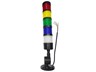 Industrial LED Tubular Econo Beacon Lamp 5 Layer Continuos Red/Yellow/Green/Blue/White/Buzzer 24VDC NPN With Foldable Mounting Base 64mm Ø x 441mm With Flylead IP20 [CLX-MSL-501-FN-RYGBW]