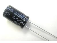 Mini General Purpose Electrolytic Capacitor • Lead Space: 2mm • Radial • Case Size: φD 5mm, Height 11mm • 22µF • ±20% • 50V. [22UF 50VR]