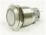Ø19mm Vandal Resistant Stainless Steel IP67 Push Button and Blue 12V LED Ring Illuminated Switch with 1C/O Latch Operation and 5A-250VAC Rating [AVP19F-L2SCB12]