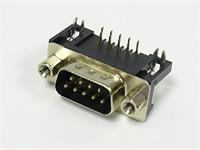 9 way Male D-Sub Connector with PCB Right Angle termination and ( 7.2mm) Stamped Pins [DEPA9P]
