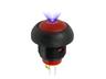 IP67 Illuminated Momentary Push Button Switch • Form : SPST-0-(1M) • 17mm Round Black Bezel • Red Button with Blue LED • Solder-Lug [PBR171ATLE2L6]
