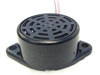 Magnetic Buzzer Round • Black • 12VDC • 40mA • 90dB / 30cm • Leadwire • 2800Hz • φ28mm x 14.5mm • Single Tone [B1-12VDC]