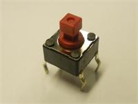 Tactile Switch • Form : 1A - SPST (NO)/4Termn • 50mA-12VDC • 260gf • PCB-ThruHole • Red • Case Size : 6x6/7.3(sq)x2.4,Lever : 3.8mm [DTS644R]