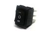 Miniature Rocker Switch • Form : 1 x SPDT Centre-off & 1 X SPST Centre-off 10A-250 VAC • Fast-On 4,7mm • 19x13mm • Black Curved Actuator • Marking : I / O / II [MR323-C6BB]
