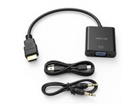 This Adapter Helps Convert The Signal From HDMI Interface To VGA, With Audio Output Port To Let You Sync The Video And Audio. With An Optional External Power Port To Help Stabilize The Performance. [XFF HDMI-VGA CONVERTOR +AUDIO T1]