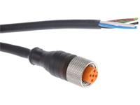 Cordset M12 A COD Female Straight. 5 Pole - Single End - 5M PUR Cable IP67 (11374) [RKT5-228/5M]