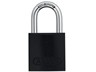 ABUS Industrial Safety Padlock Black, Aluminium Body, Width:39mm, Shackle Diameter:6.5mm, Vertical Clearance:26.5mm, Locking Type:Key, Depth:19mm, Height:74mm, Shackle:Stainless Steel, Weight:113g [ABUS PADLOCK 72/40 BLK]