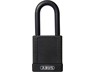 ABUS Industrial Safety Padlock Black, Aluminium Body, Width:40mm, Shackle Diameter:7mm, High Precision 6 Pin Cylinder, RH6, Vertical Clearance:38mm, Locking Type:Key, Depth:20mm, Height:90mm, Intrinsically Safe, Key Retaining, Weight:110g [ABUS PADLOCK 74/40 BLK]