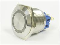 Ø25mm Vandal Proof Stainless Steel IP67 Push Button and Red 12V LED Ring Illuminated Switch with 1N/O 1N/C Latch Operation and 5A-250VAC Rating [AVP25F-L3SCR12]