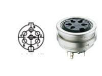 Panel Mount DIN Circular Socket Connector • Locking Type with threaded joint • 6 way • Solder • 250VAC 5A • IP40 [KFV60]