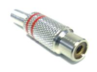 Inline RCA Socket • Red • Metal with Spring Sleeve [MR569M/MS RED]