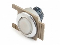 Push Button Actuator Non-Illuminated Momentary • White Raised Button • Metallic Silver 35mm Flush Bezel [PB352MSW]