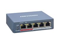 Hikvision Smart Managed 4-Port 100 Mbps PoE Switch , 4×100 Mbps PoE RJ45 ports, 1×100 Mbps network RJ45 port , IEEE 802.3at , 48VDC@1.35A , MAX POWER:65W , 105×27.6×83.1mm [HKV DS-3E1105P-EI]