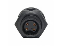 Mini-Con-X 4-position Panel Mount Socket Connector With Contact Size #20 Gold Plated PC Tail Style Sockets And Standard Panel Mount Backshell With Epoxy [7281-4SG-3ES]