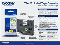 Brother TZE in Black on White tape 24mm (8metres) [BRH TZE 251]