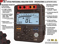 Insulation Resistance Tester 600V AC/DC RES Test Voltage 500/1000V/2500V/5000V, Auto Range Auto PWR OFF, Secondary Display, Low Batt Indication, Data Storage18, Comparison, DAR, PI, USB Interface, LCD Backlight, Analogue Bar GRAPH30, Overload Indication, [UNI-T UT513A]