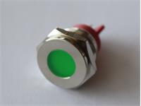 VANDAL RESIST PILOT LAMP 16mm FLAT  GREEN DOT LED 24V AC/DC 15mA- IP67 -  NICKEL PLATED BRASS [AVL16F-NDG24]