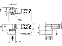 DIN Plug Inline 3P Angled (931597517) [MAWI30B GREY]