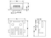 USB Mini “A” Type 5-Pin Female Connector SMT and DIP [XY-USB175]