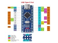 This Compact NANO Board features the ATMEGA328P Microcontroller and a Modern USB TYPE-C Port with the CH340 Serial Chip. The package includes a USB-A to USB-C Cable and Unsoldered/Loose Headers [BDD NANO CH340 USB TYPE-C]