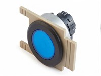 PB Actuator Illum. Latching - blue flush lense black 35mm flush bezel [P351LB]