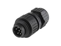 Circular Connector RD24 Style Hirschmann 7 Pole(6P+Earth) Cable End Male Straight Strain Relief Solder Terminal. 10A/250VAC. Cable OD 6-12mm. IP67 (934126100) [CA6LS]