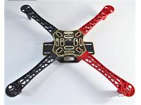 DRN-450MM FIBRE+ NYLON QUADCOPTER MULTICOPTER FRAME KIT – RED+BLACK. COMPATIBLE WITH: 935KV MOTOR, 20-30A ESC, 1045 PROPELLER, AND 3-4S LIPO BATTERY [CMU F450 DRONE CHASSIS]
