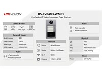 HIKVISION 4 Button Metal Villa Outdoor Network Video Intercom Door Station 2MP HD Camera , TCP/IP, RSTP , True WDR , Two-Way Audio Communication , RS485 , IP68 , Built-in Omnidirectional Microphone , PoE 12VDC 10W , 2.4 GHz Wi-Fi [HKV DS-KV8413-WME1]