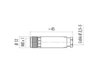 Circular Connector M8 Cable Female Straight, 3 Pole Screw Lock Screw Terminal 5,0mm Cable Entry IP67 [99-3400-100-03]