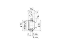 Circular Connector M16 Panel Female 14 Pole Front Mount Gold Plated Contacts 3A 60V(32V) IP67 [09-0454-80-14]