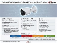 Dahua Wiz Sense 4MP Bullet IP Camera, 3.6mm Lens, Fixed, 30m IR, 1/2.9" CMOS Image Sensor, (2688 × 1528)@25/30fps, Built-in MIC, WDR120dB, 3D NR, IP67, 12VDC, 166×70X70mm, 0.48kg [DHA IPC-HFW2441S-S (3.6MM)]